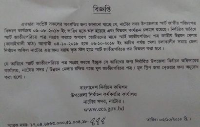 নাটোরে বাদপড়া ভোটারদের স্মার্টকার্ড গ্রহনের নতুন সময়সূচী 