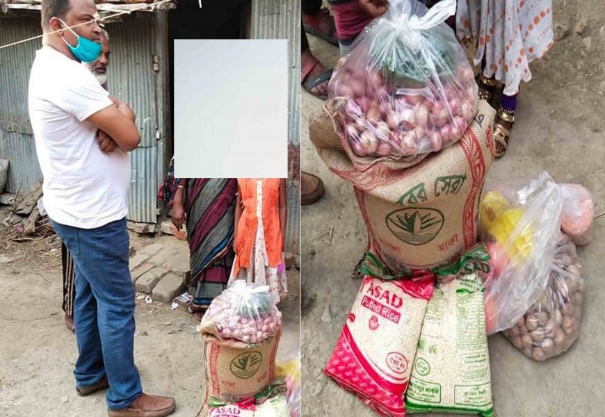 নাটোরের এমপি শিমুল খাবার দিলেন বড়াইগ্রামের অনাহারী পরিবারকে