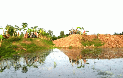 খাল বন্ধ করে পুকুর করায় ৪০০ বিঘা জমিতে জলাবদ্ধতা