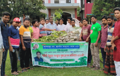 সিংড়ায় বিশ্ব পরিবেশ দিবসে শিক্ষার্থীদের মাঝে চারা বিতরণ