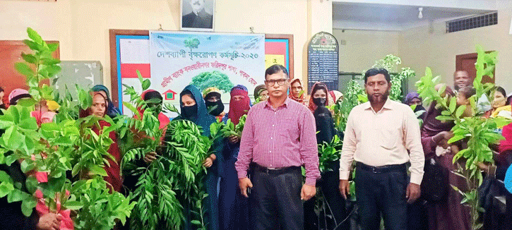 গ্রামীণ ব্যাংকের উদ্যোগে গাছের চারা বিতরণ
