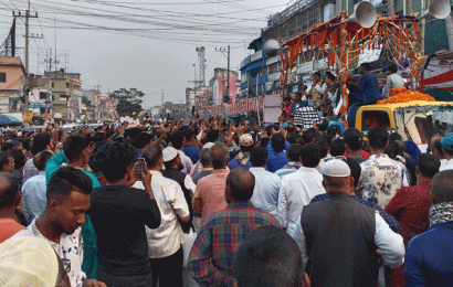 নাটোরে আ’লীগ প্রার্থী শিমুল এমপিকে সংবর্ধনা