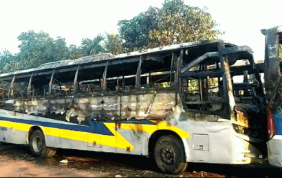 বড়াইগ্রামে ফিলিং স্টেশনে দাঁড়ানো তিনটি বাসে আগুন