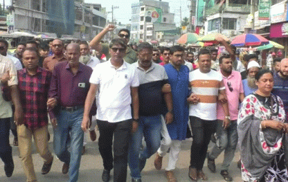 এমপি শিমুলের নেতৃত্বে অবরোধ বিরোধী মিছিল