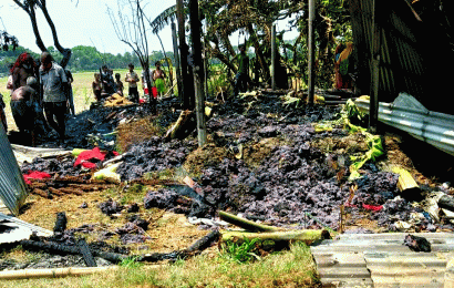 লালপুরে ছাইয়ের আগুনে পুড়ে ছাই ৩ বসত ঘর